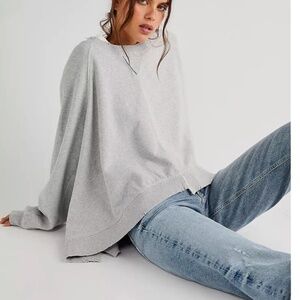 Free People Rework It & Reverse It Sweatshirt Top Oversized Grey Size Small